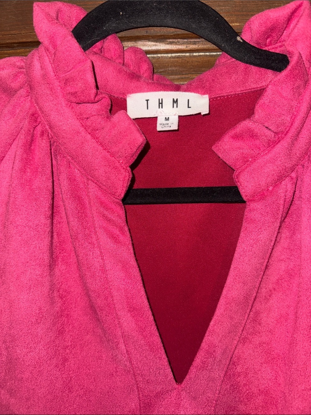 THML Hot Pink Tiered Ruffle Collar Dress - Picture 2 of 3